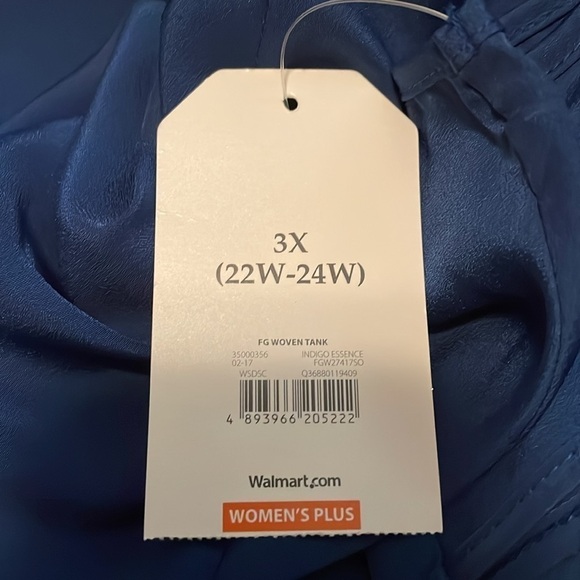 Faded Glory Women's Plus Woven Tank 3X Indigo NWT - Picture 2 of 2